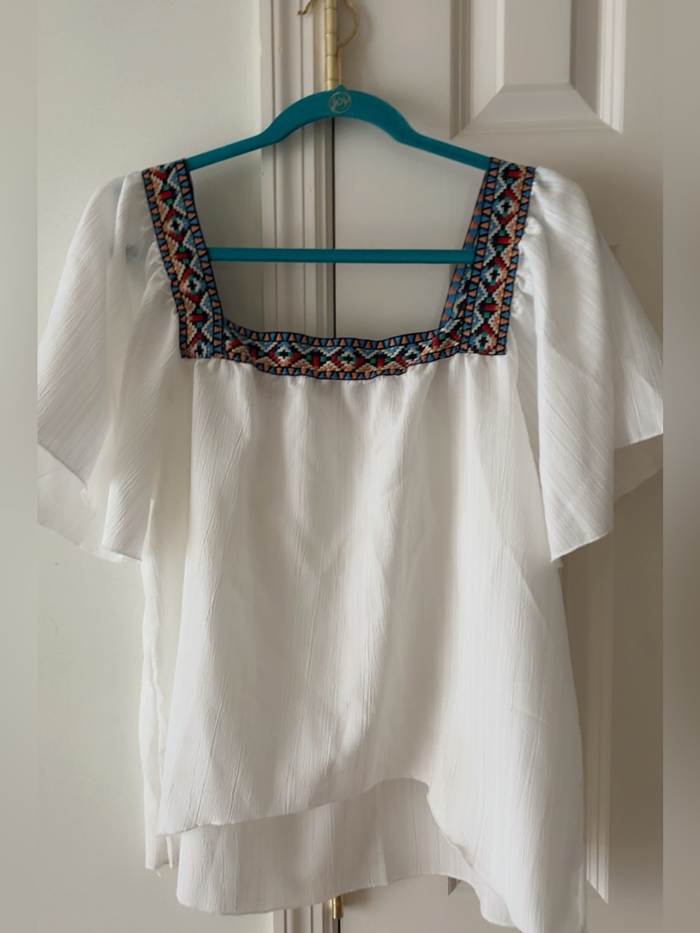 NWOT ~ Boutique White Embroidered Square-Neck Women’s Top ~ Sz XL - Picture 2 of 2